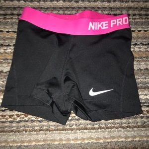 Pink & blk nike pro shorts